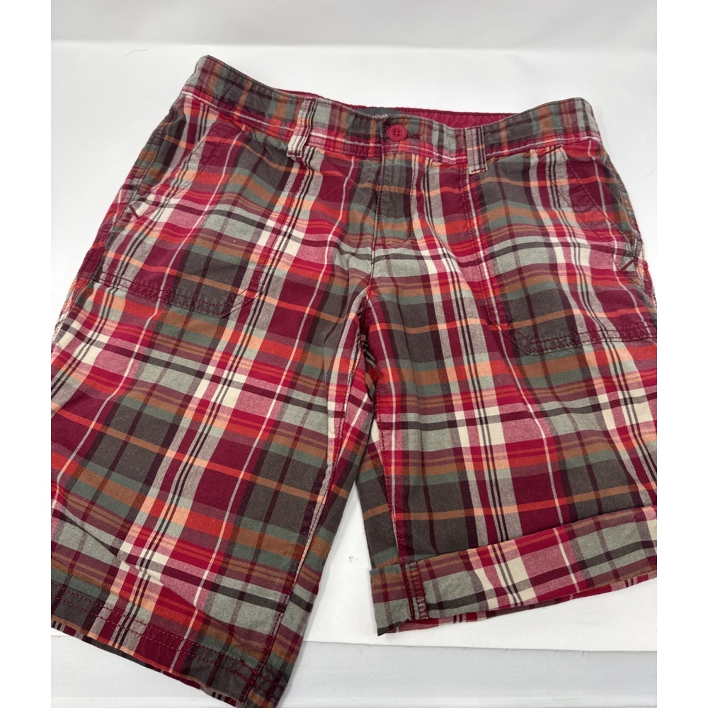 Eddie Bauer Shorts Red Womens Lightweight Outdoor Pockets Lightweight Plaid Sz 8